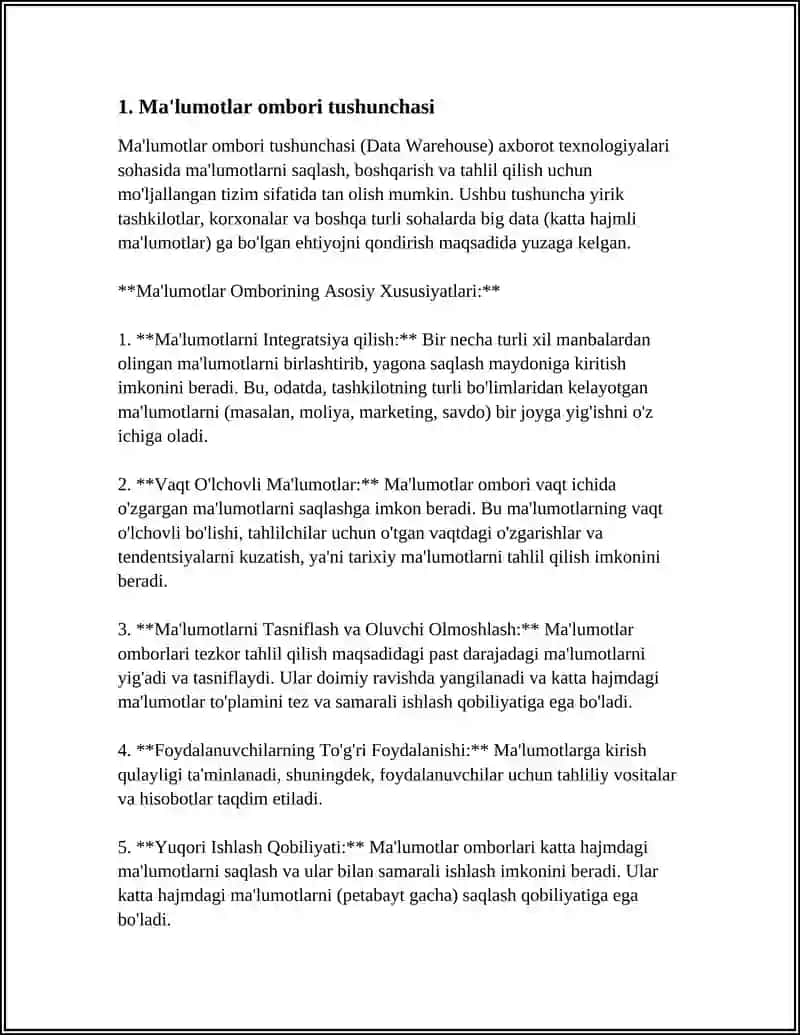 MA'LUMOTLAR OMBORI HAQIDA TUSHUNCHA 3