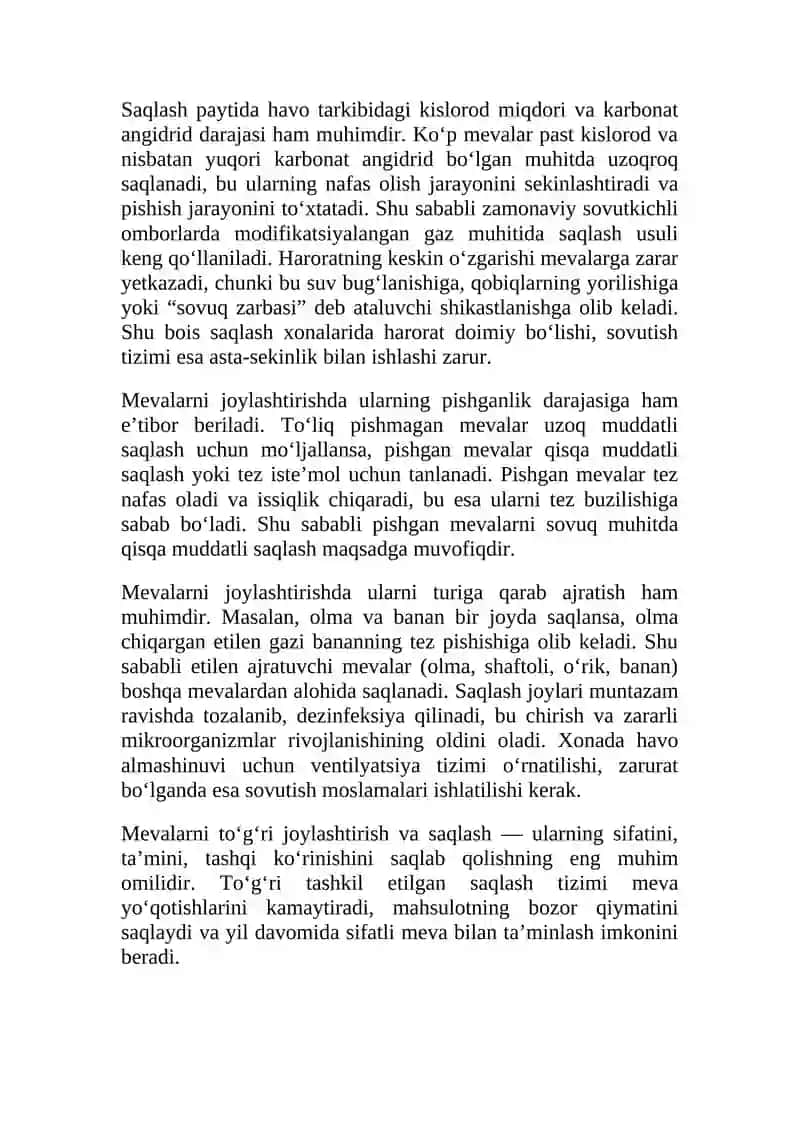 Mеvalarni jоylash usullari va saqlash shartlari. 3
