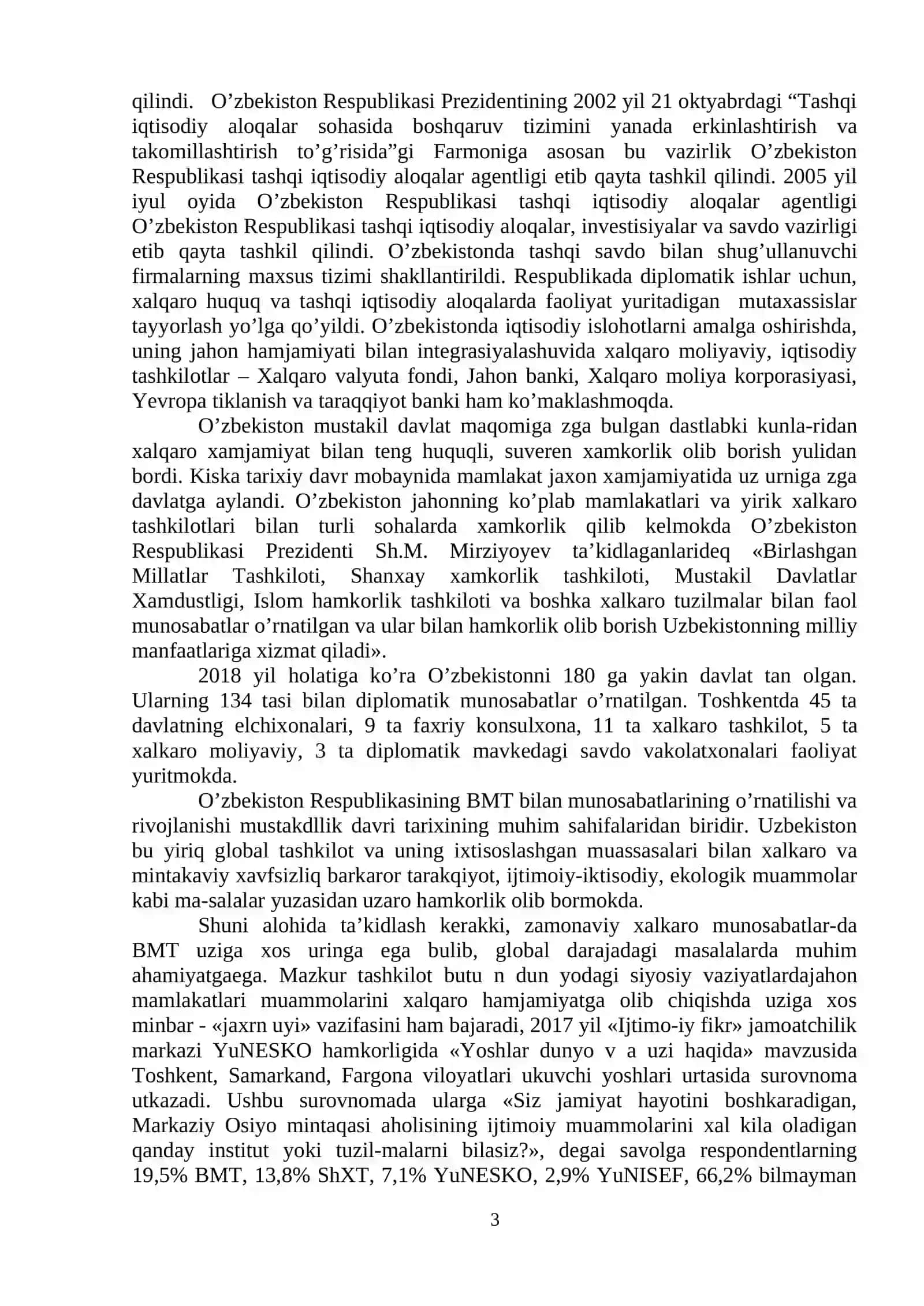 7-Mavzu. O’zbekiston va jahon hamjamiyati 3