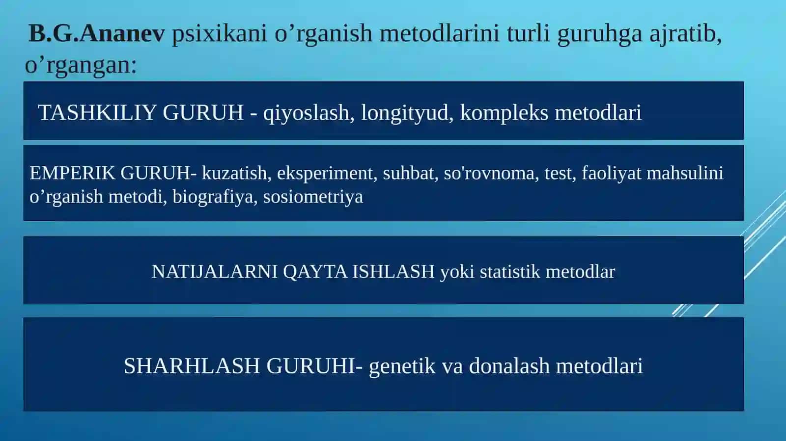 Kuzatish. O’zini-o’zi kuzatish Metodi 3