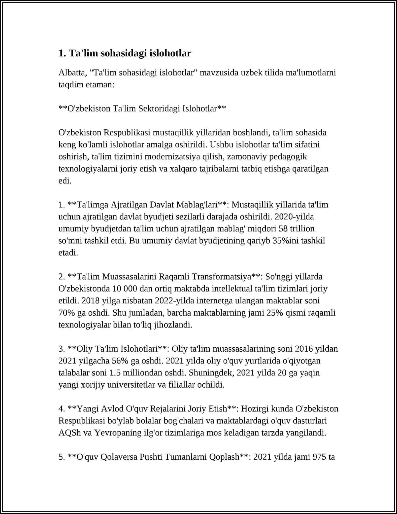 Ta'lim sohasidagi islohotlar 3