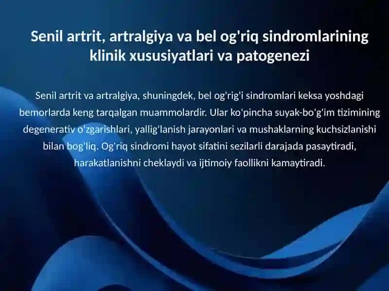artrit, artralgiya va bel og'riq sindromlarida dori vositalarini ratsional qo'llashga klinik-farmako 3