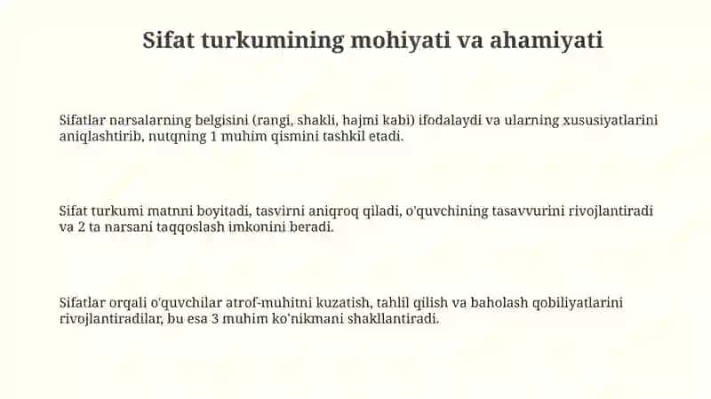 Sifat turkumini o'rgatishda ijodiy usullar 3