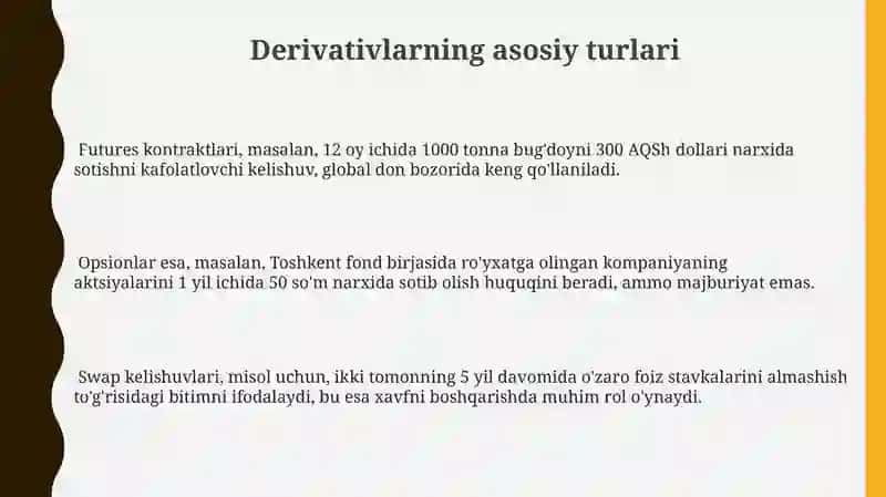 Banklarning Derivativlar bilan operatsiyalari 3