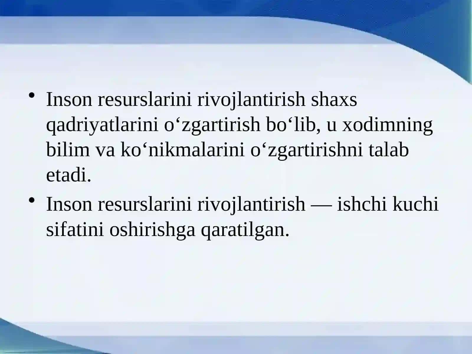 Inson resurslarini boshqarish fanidan TAQDIMOTI 3