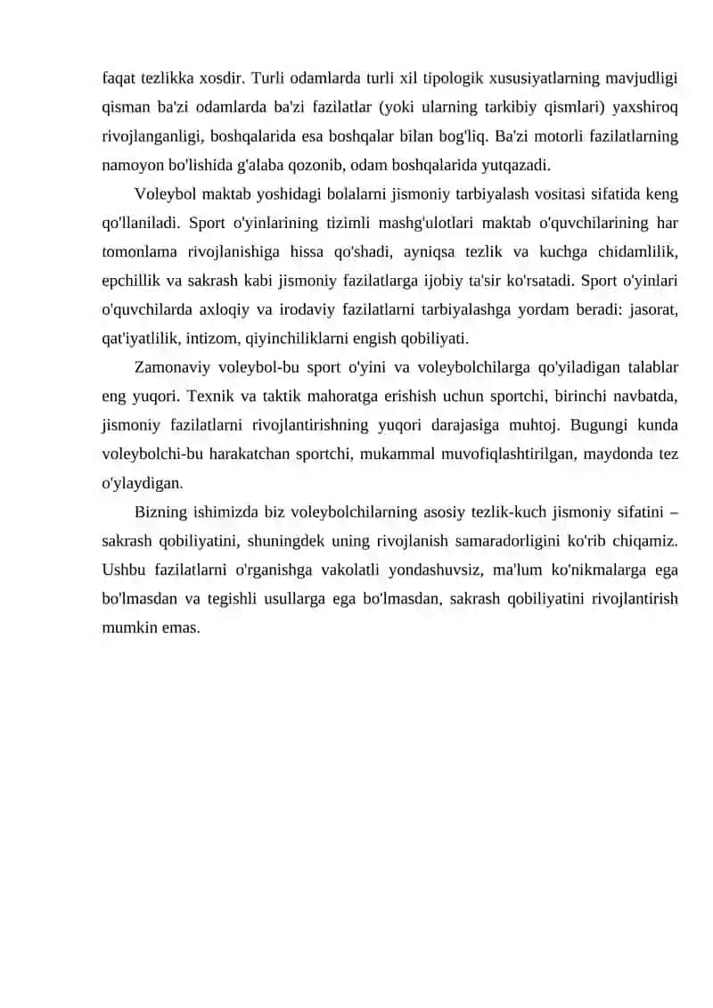 Valeybolchilarning maxsus jismoniy sifatlarini rivojlantirish metodlari 3