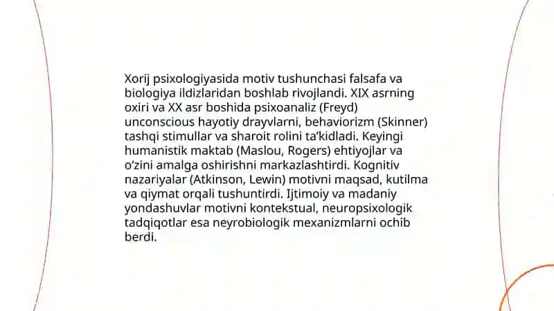 Xorij psixologiyasida motiv va motivatsiya muammosi 3
