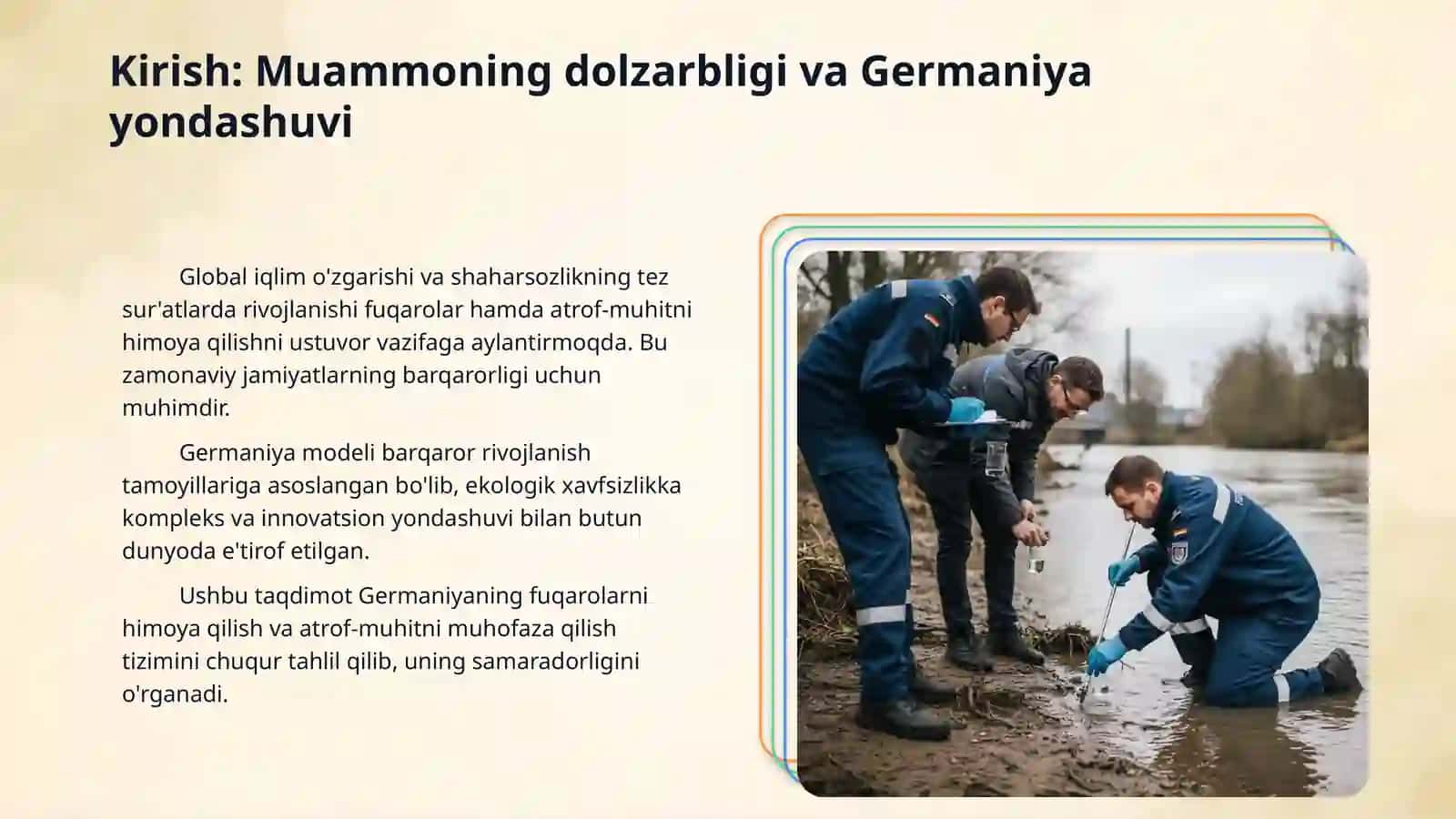 Fuqarolarni himoya qilish va atrof-muhitni muhofaza qilish tizimi. (Biror bir davlat tanlaysiz faqat O’zbekiston bo’lmasin.) 3