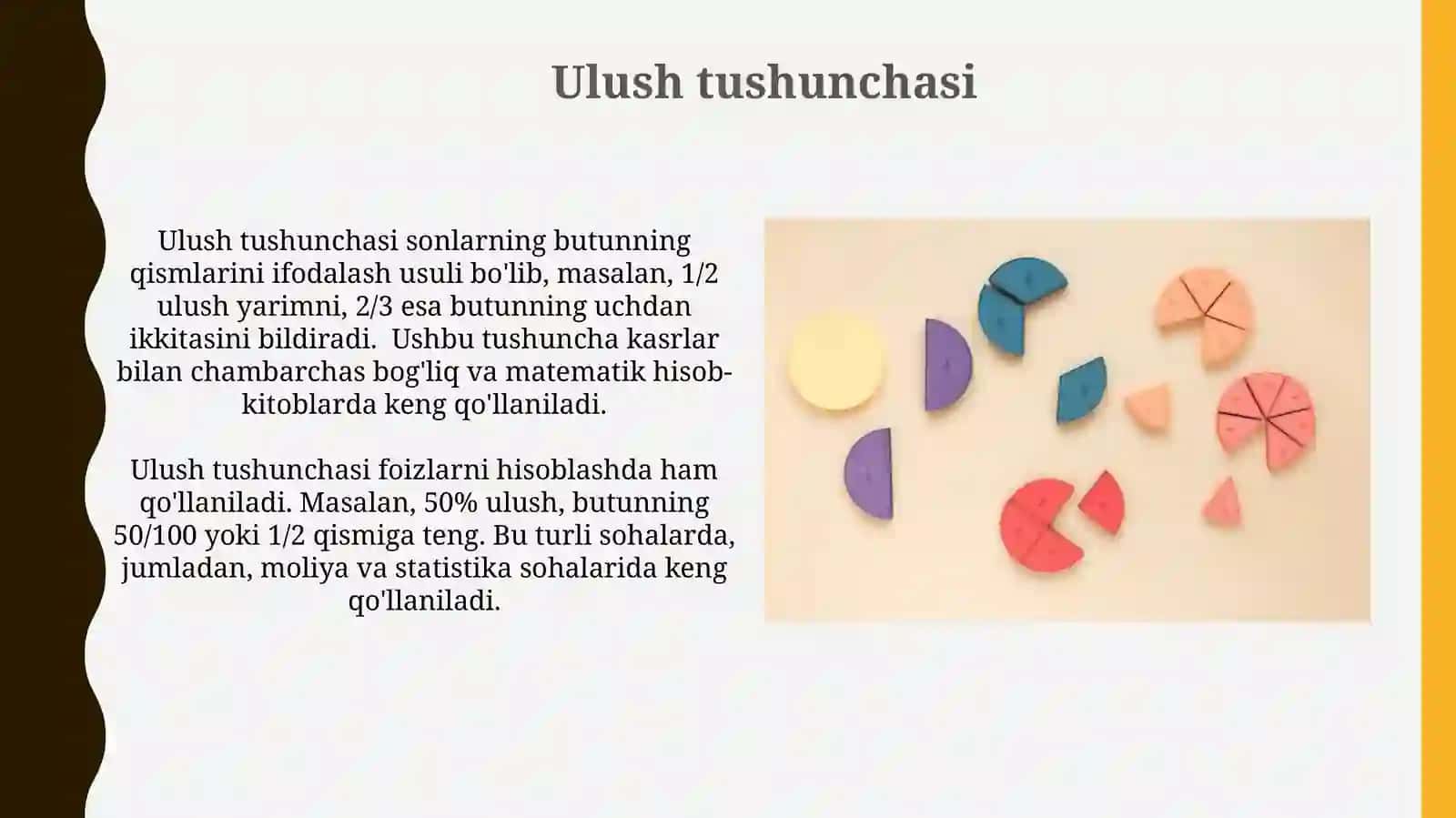 Ulush. Kasr. Ulushga koʻra sonni topish 3