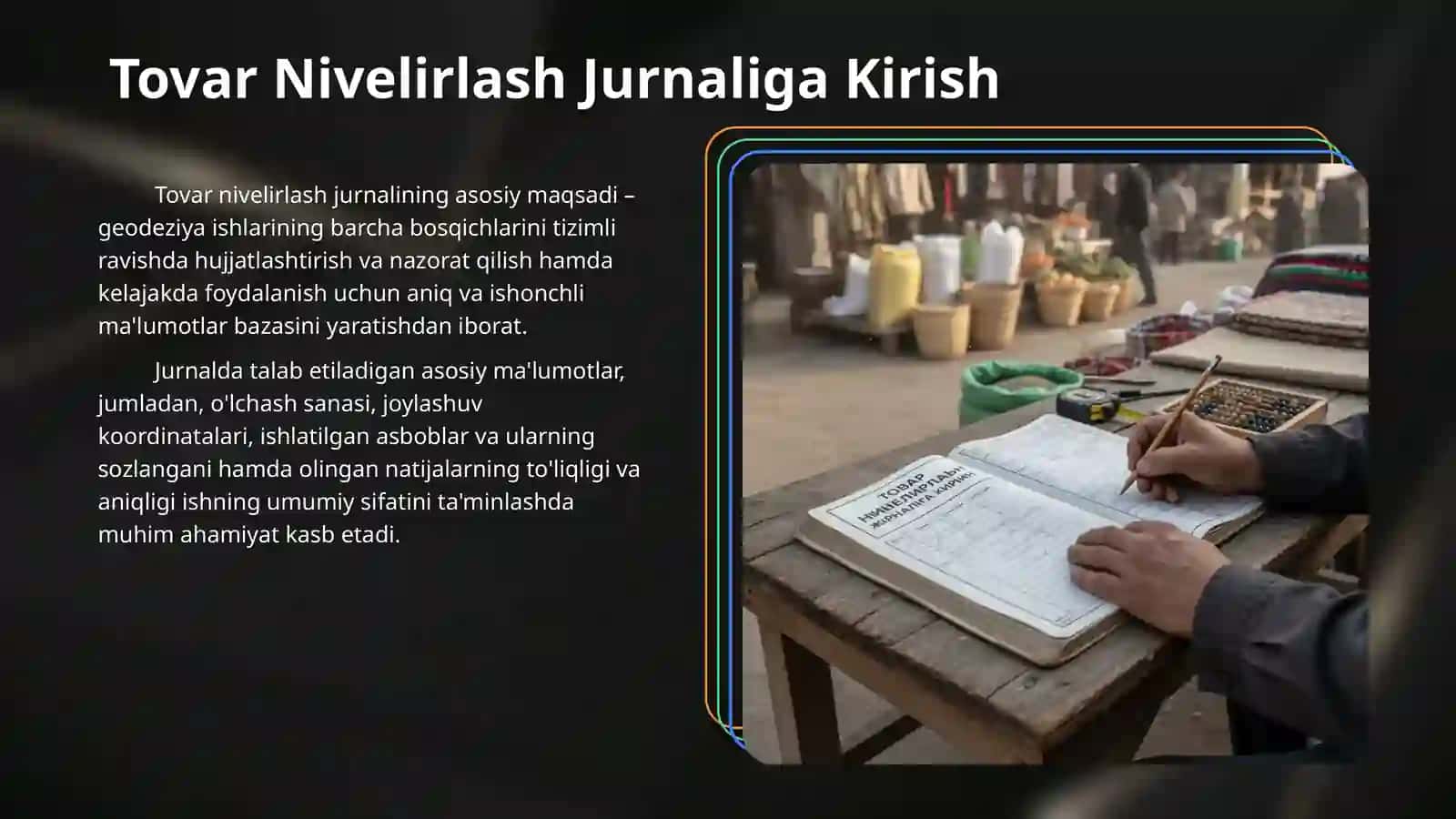 Trassa nivelirlash jurnalini ishlab chiqish. Bog`lovchi va oraliq nuqtalar balandligini aniqlash 3