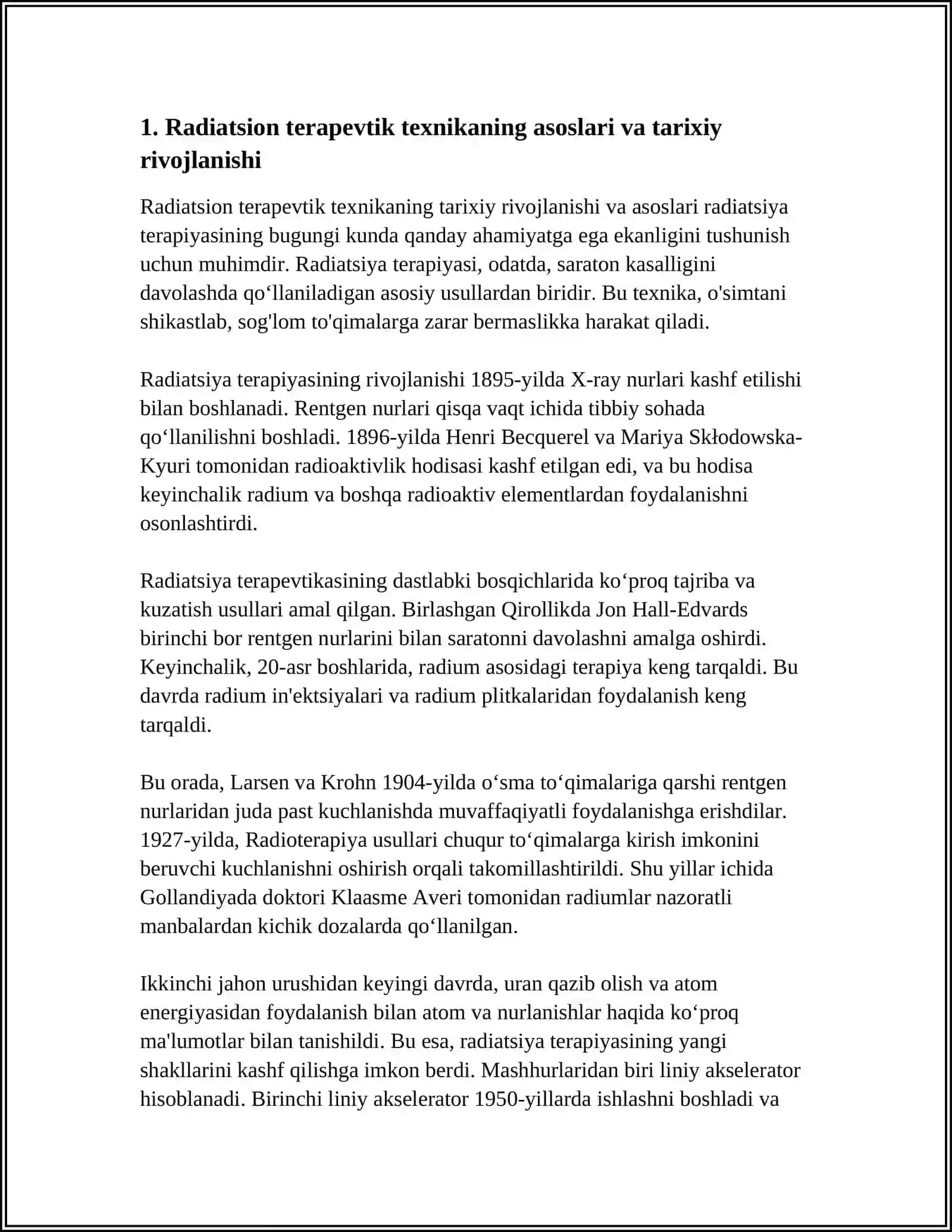 RADIATSION TERAPEVTIK TEXNIKA.NUR TERAPIYASI BIOLOGIK ASOSLARI 3