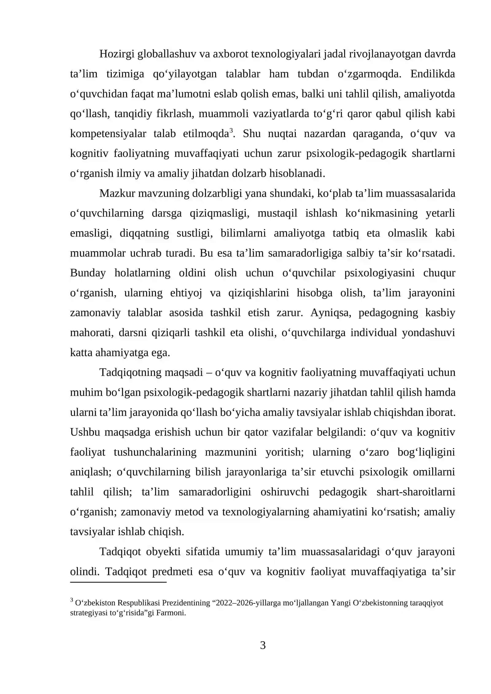 O‘QUV VA KOGNITIV FAOLIYATNING MUVAFFAQIYATI UCHUN PSIXOLOGIK-PEDAGOGIK SHARTLAR 3