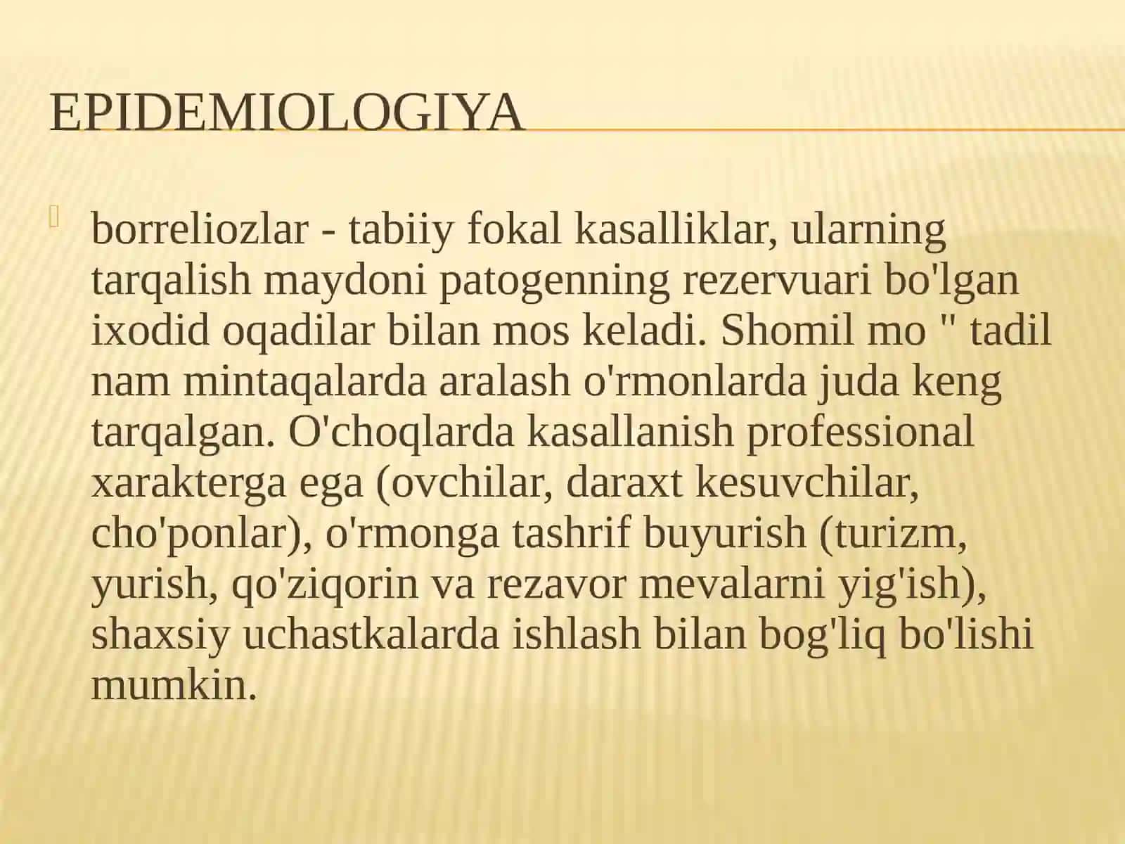Borrelioz. Etiologiya, epidemiologiya, patogenez, klinika, laborator diagnostikasi, davolash va profilaktik chora-tadbirlar 3