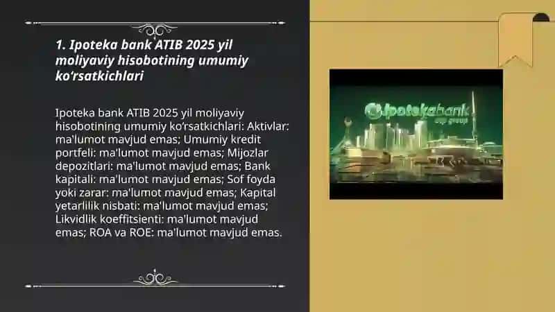 Ipoteka bank ATIB 2025 yil malumotlari 3