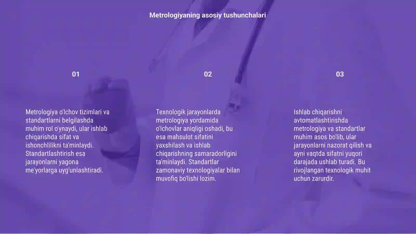 Metrologiya va standartlashtirish: texnolgik jarayonlar VA ishlab chiqarishni avtomatlashtirishdagi o'rni 3