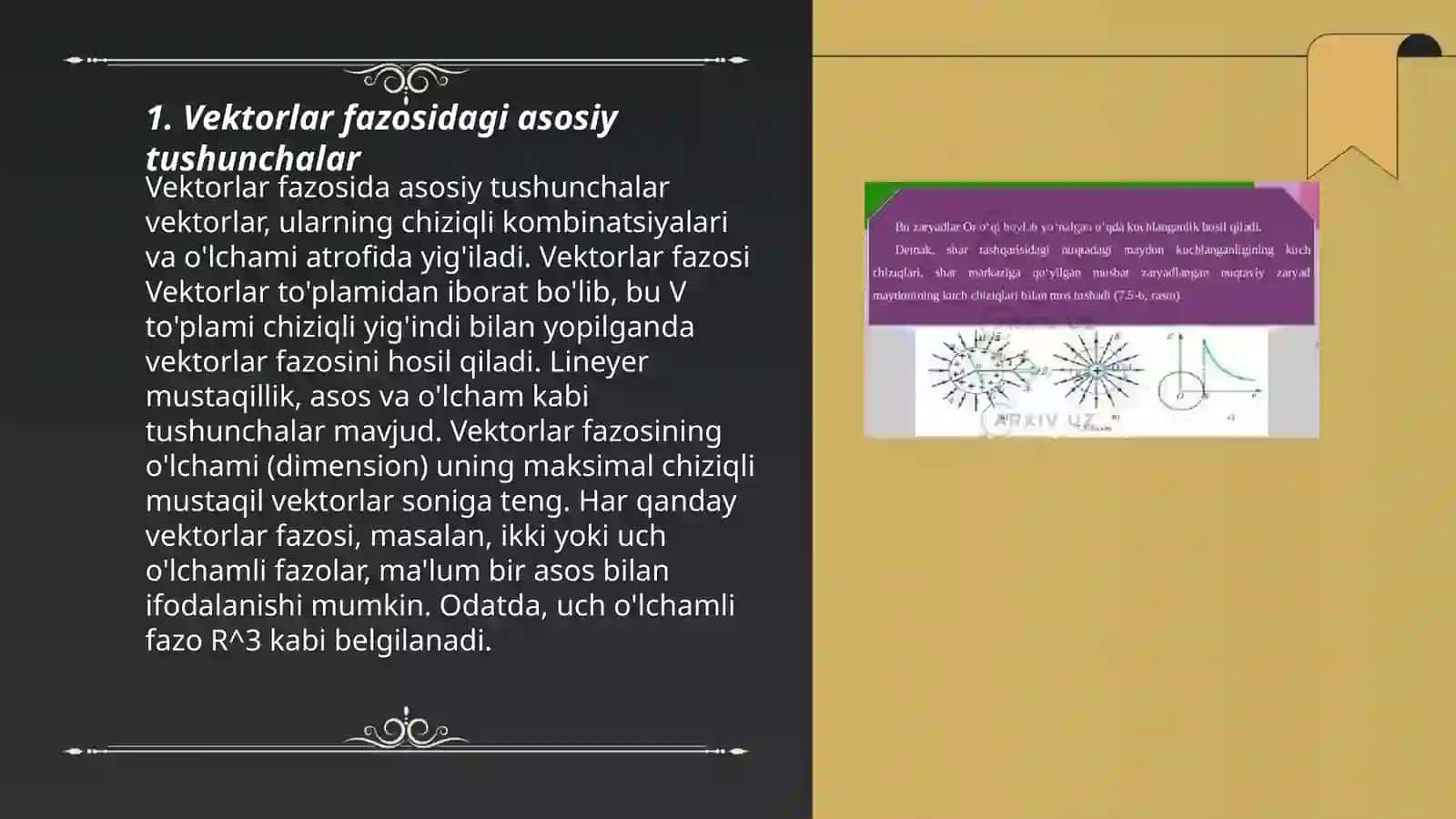 Maydonlar nazariyasida vektor hisob tatbiqlari 3