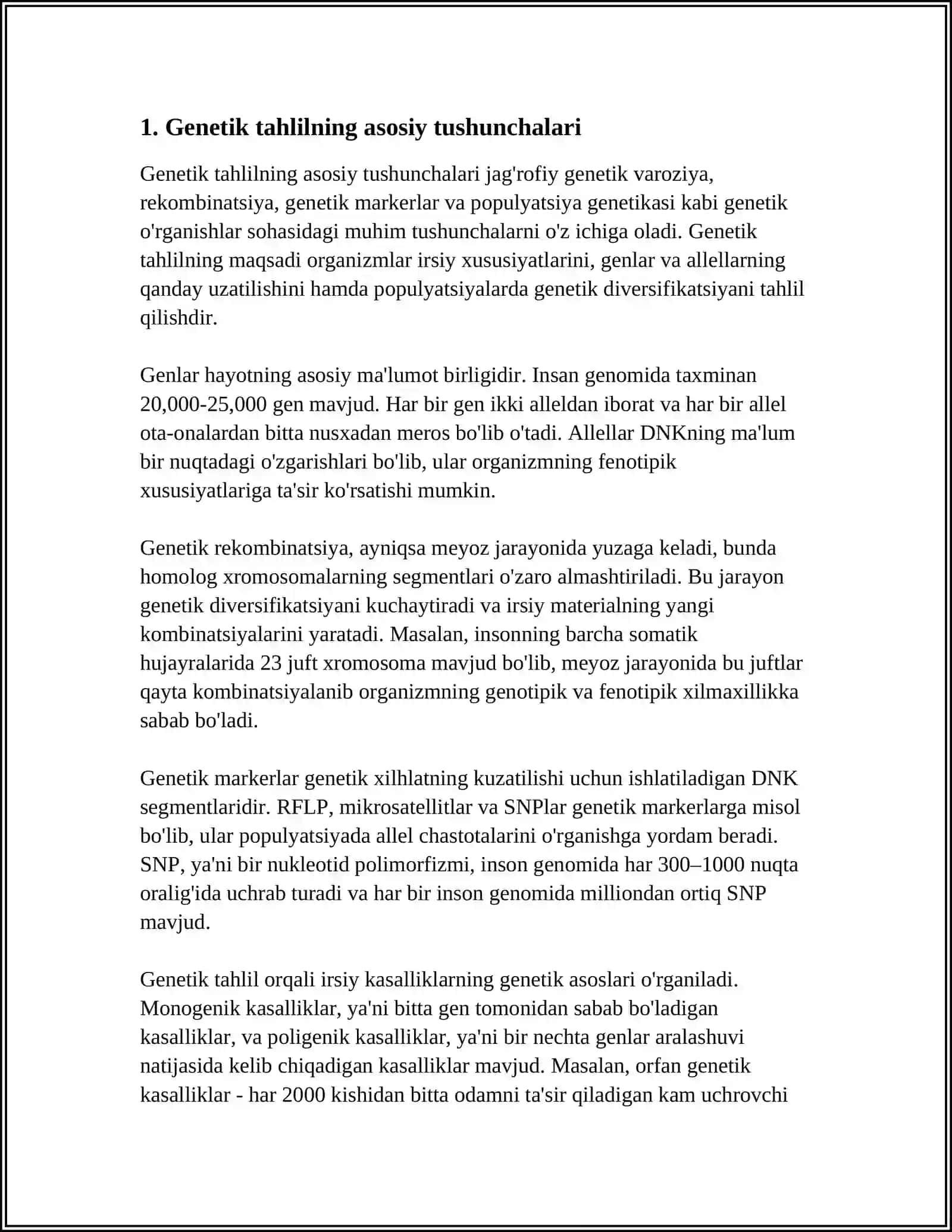 ODAM GENETIKASINI O'RGANISH USULLARI: GENEOLOGIK METOD 3
