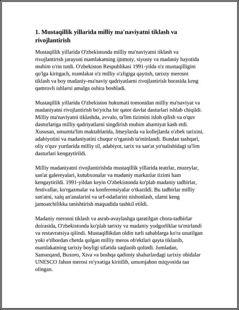 MUSTAQILLIKLIK YILLARIDA OʻZBEKISTONDA MAʼNAVIY MADANIY TARAQQIYOT 3