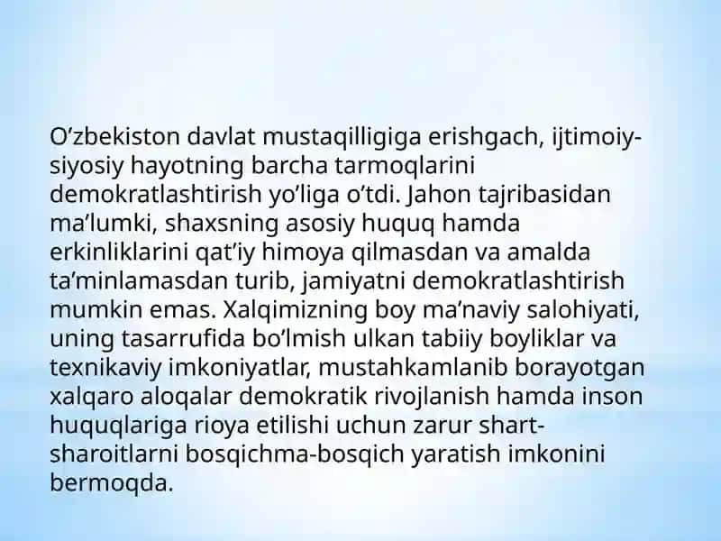 Inson huquqlariva erkinliklari kafolatining yaratilishi 3