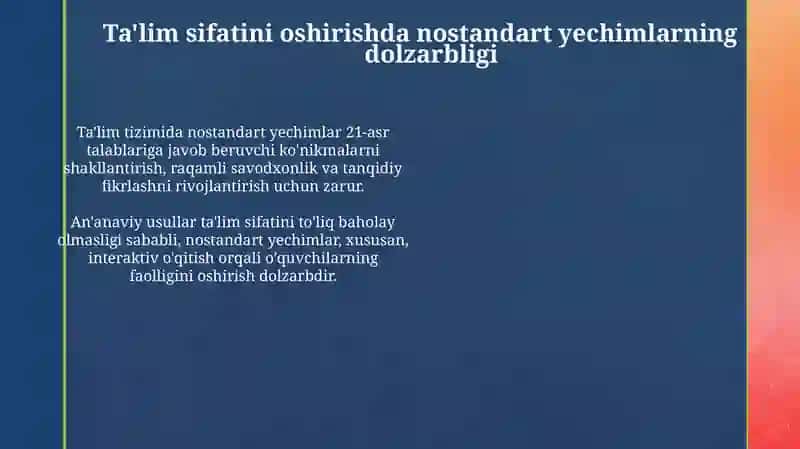 Ta'lim sifatini oshirishda nostandart yechimlar 3