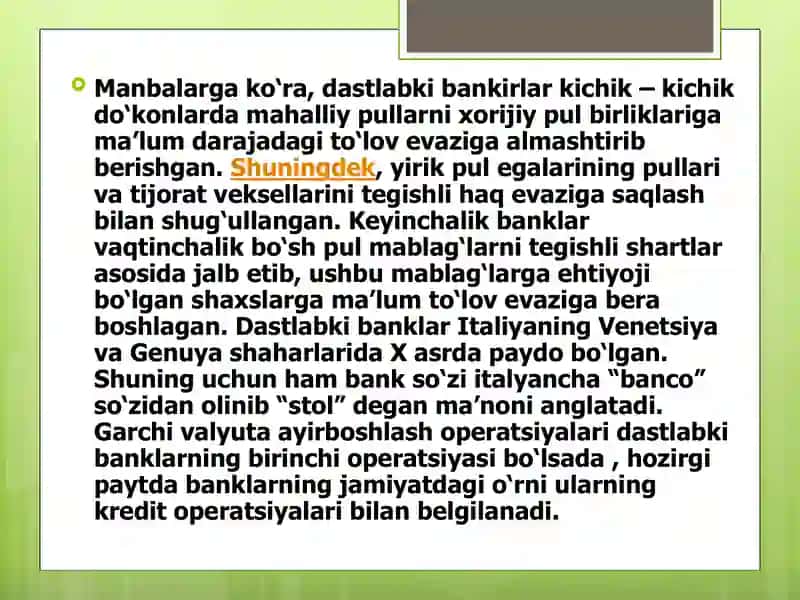 Banklarning kelib chiqishi va bank tizimi 3
