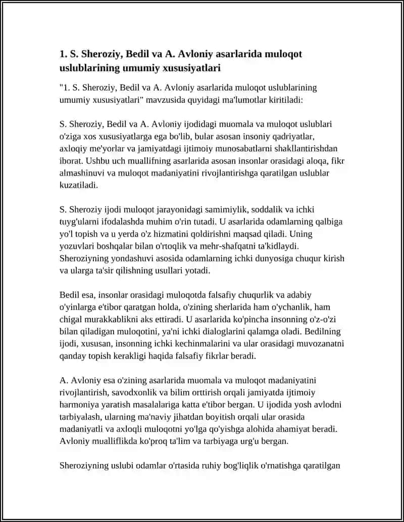 S. SHEROZIY BEDIL VA A. AVLONIY IJODIDA MUOMALA VA MULOQAT QILISH USULLARINI SHAKLANTIRISH 3