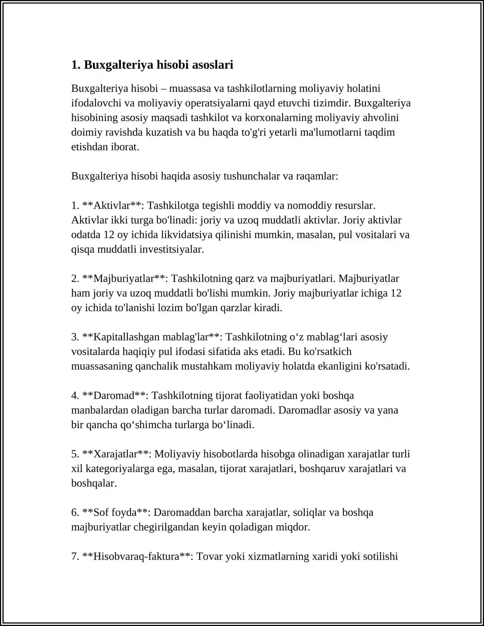 REFERAT Mavzu: BUXGALTERIYA HISOBI 3