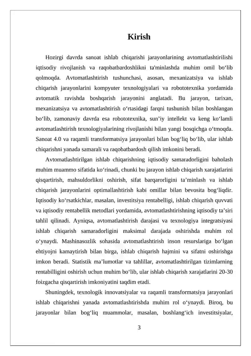 Avtomatlashtirilgan ishlab chiqarishning iqtisodiy samaradorligini baholash 3