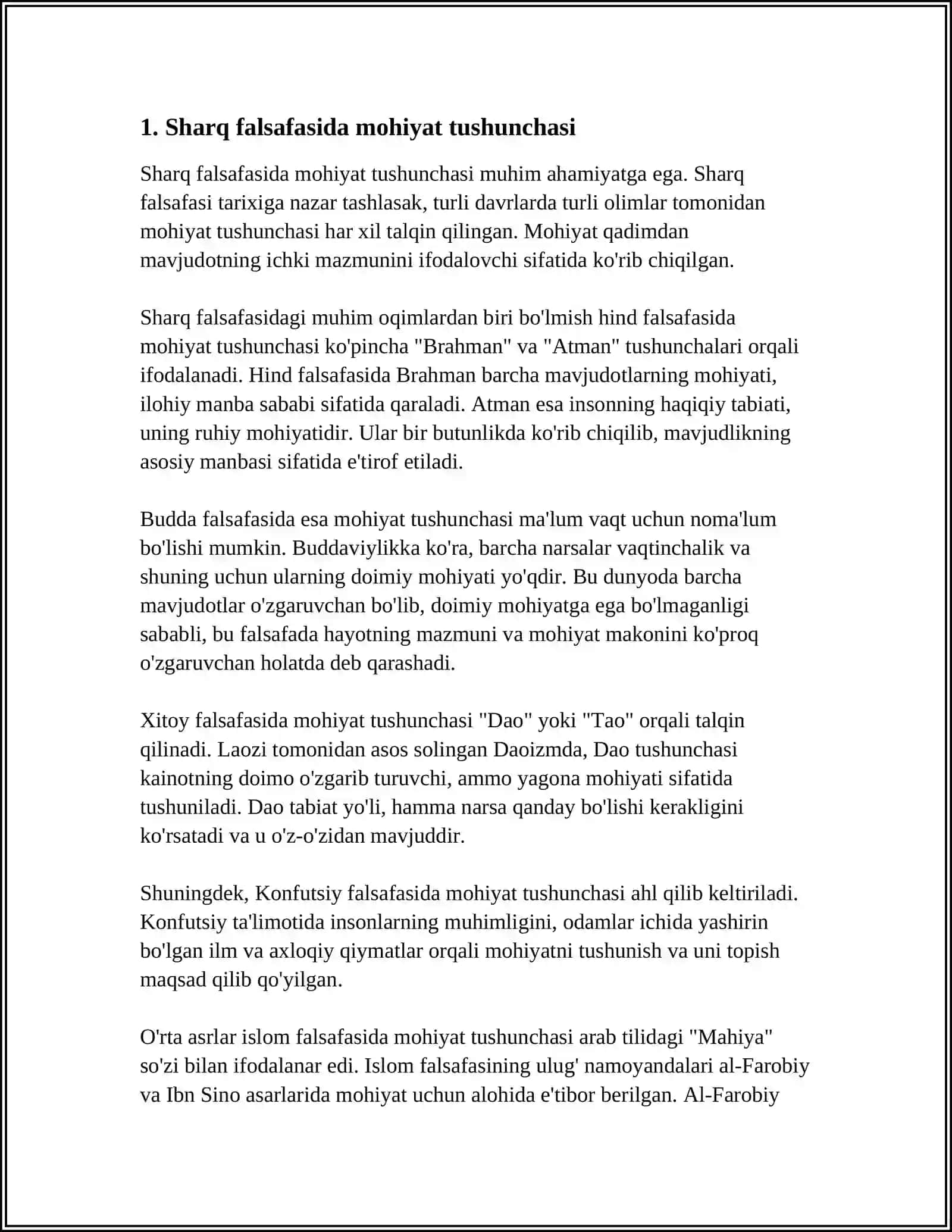 FALSAFANING MOHIYATIGA OID SHARQ VA GʻARB MUTAFAKKIRLARI TAʼRIFLARINI TAFSIFLASH 3