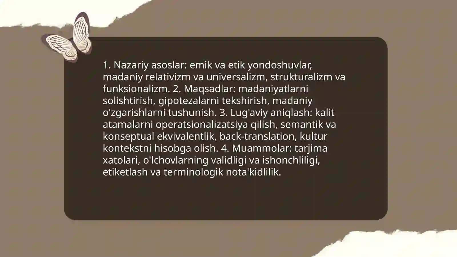 Krossmadaniy (madaniyatlararo) tadqiqotlar. Madaniyatlar tipologiyasi 3