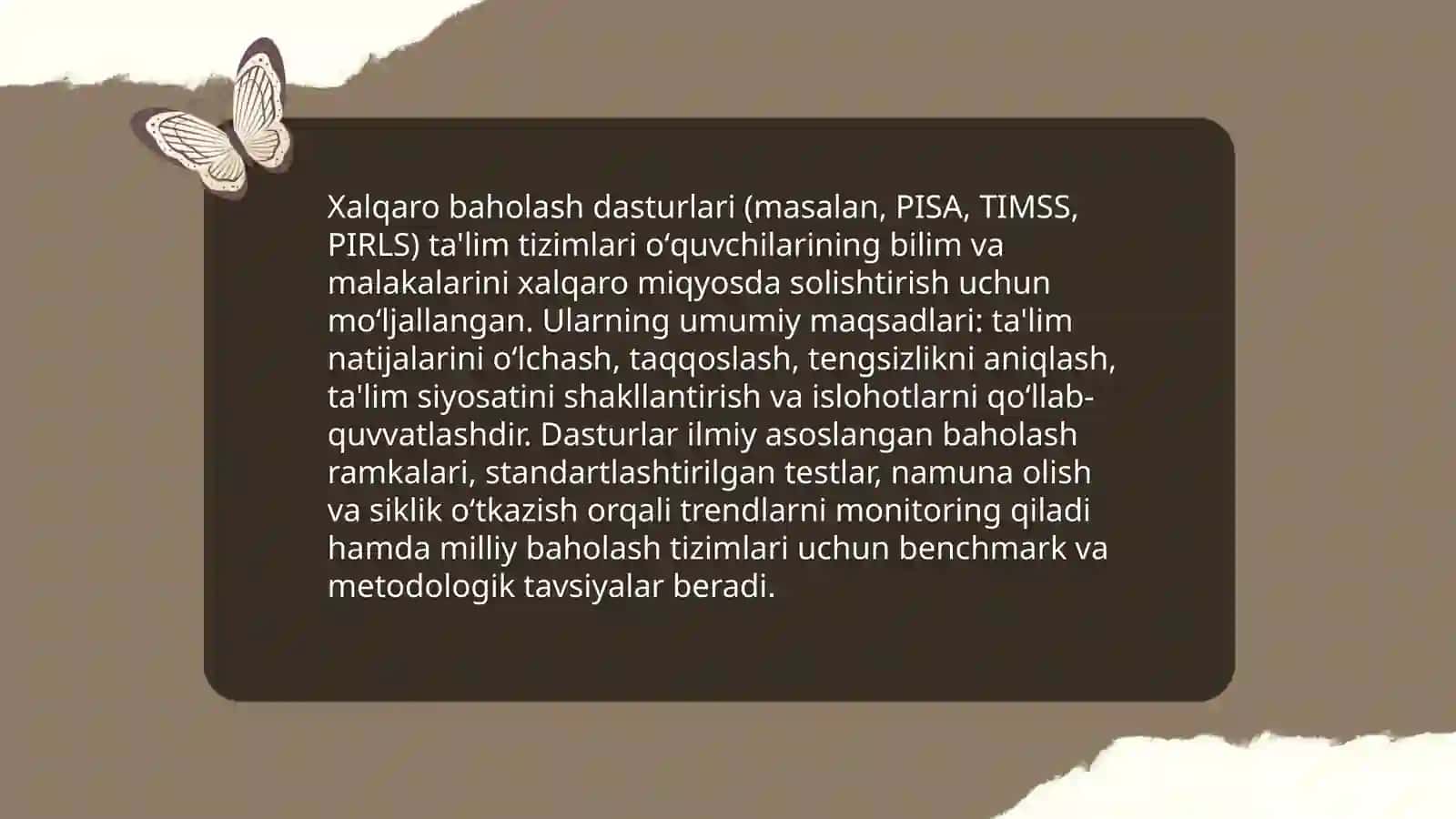 Xalqaro Baholash Dasturlari va Oʻzbekiston Milliy Baholash Tizimi 3