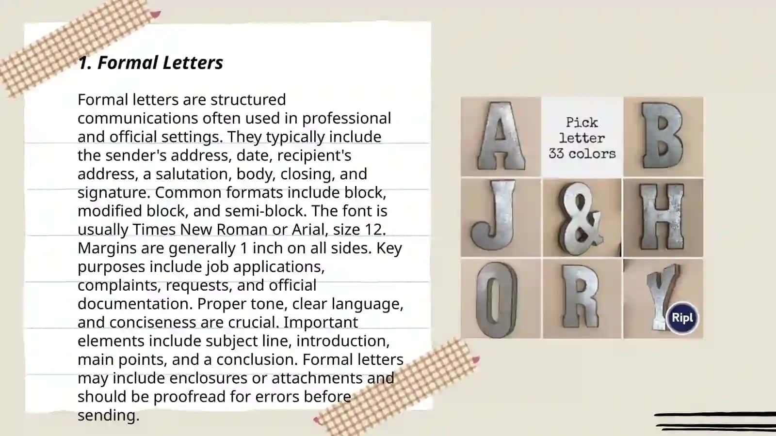 Types of letters 3