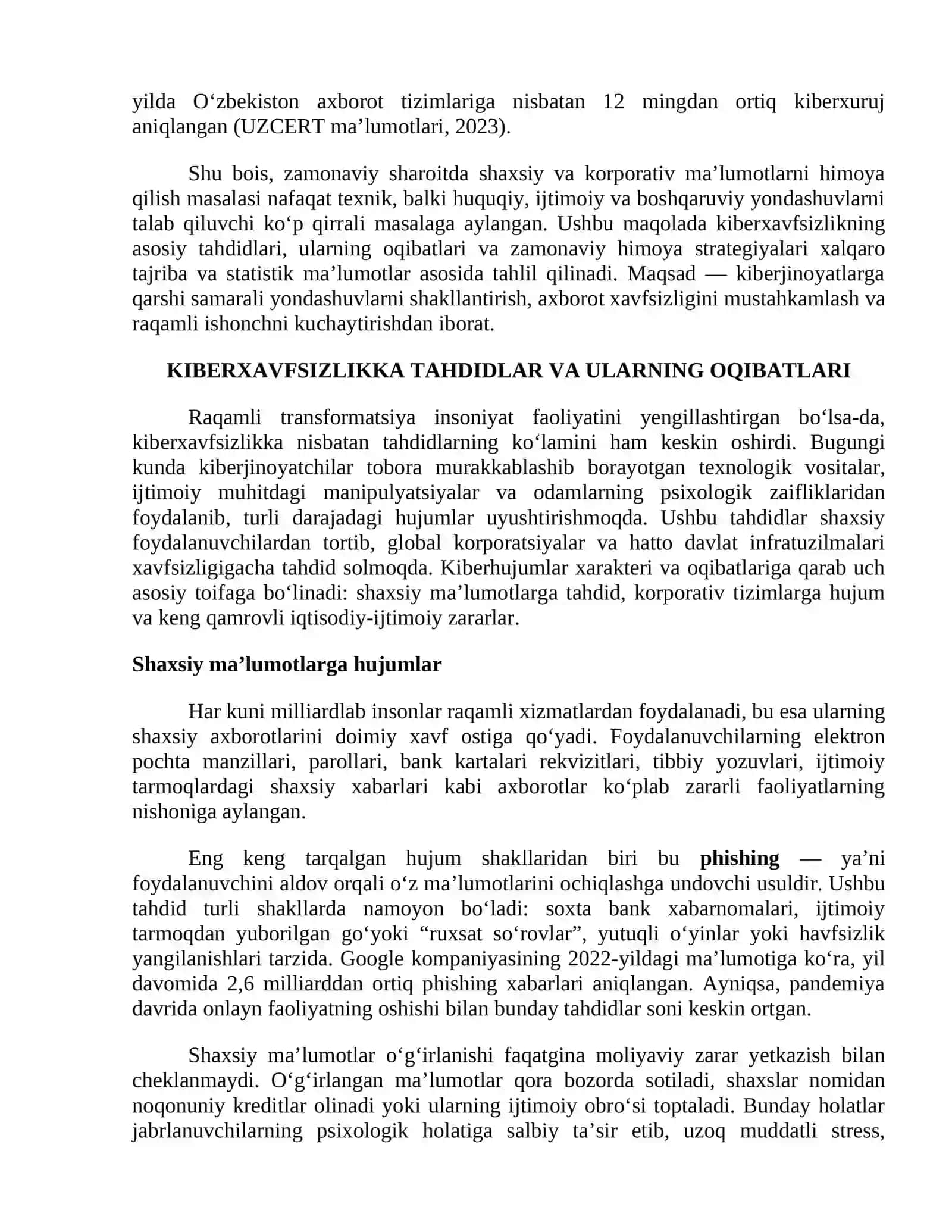 KIBERXAVFSIZLIK: ZAMONAVIY DUNYODA SHAHSIY VA KORPORATIV MA’LUMOTLARNI QANDAY HIMOYA QILISH KERAK? 3