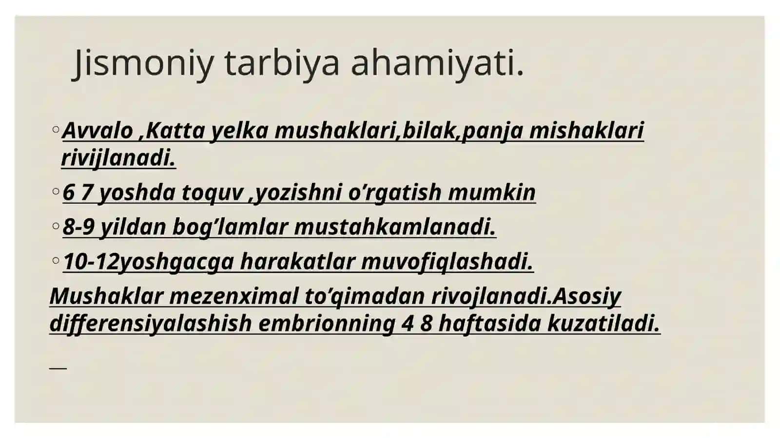 Bolalarda mushak tizimining anatomik,fiziologik xususiyatlari,tadqiqot usullari va semiotikasi 3