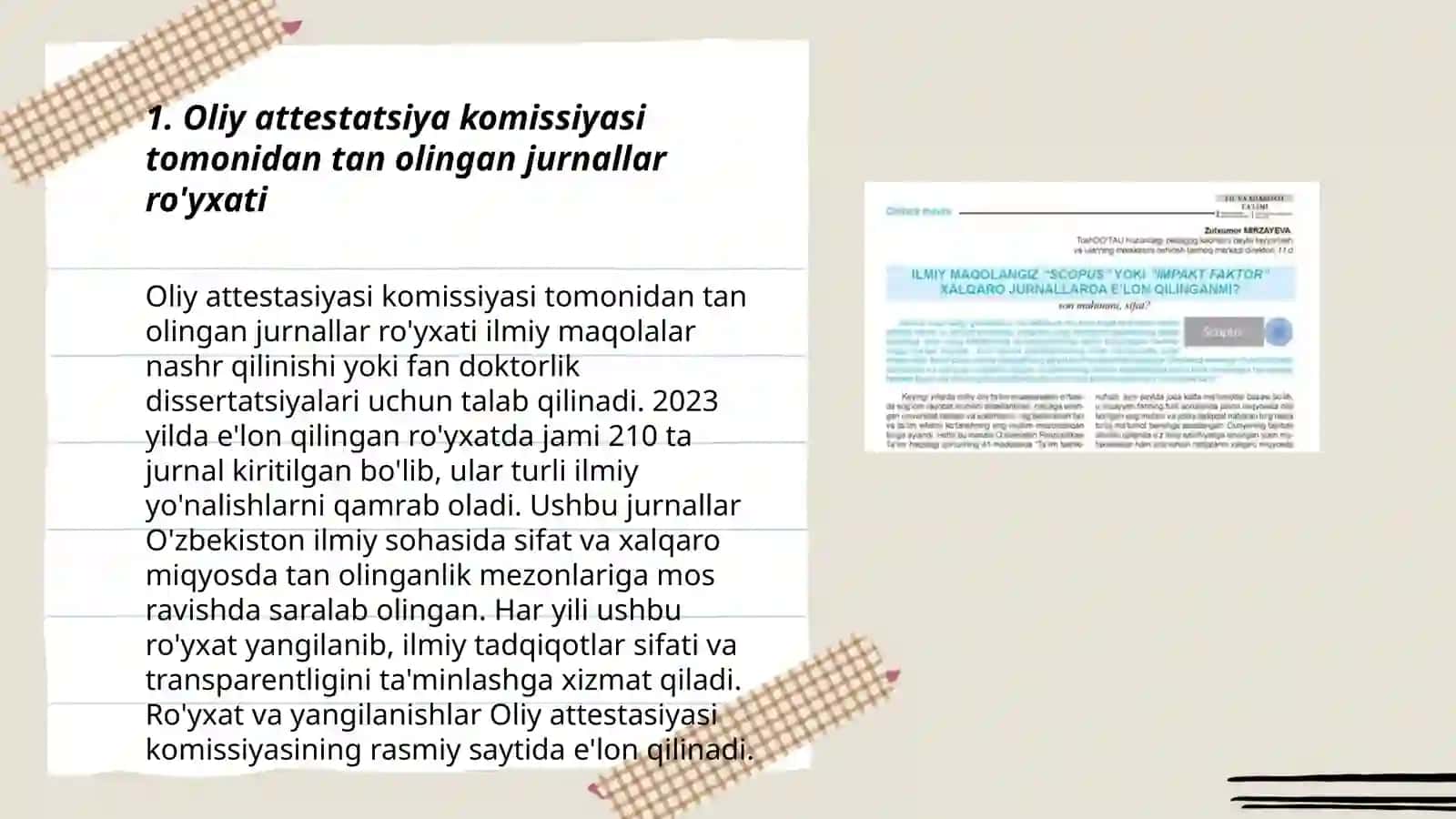 Oliy attestatsiya kamissiyasi tan olgan jurnallar haqida ma’lumot 3