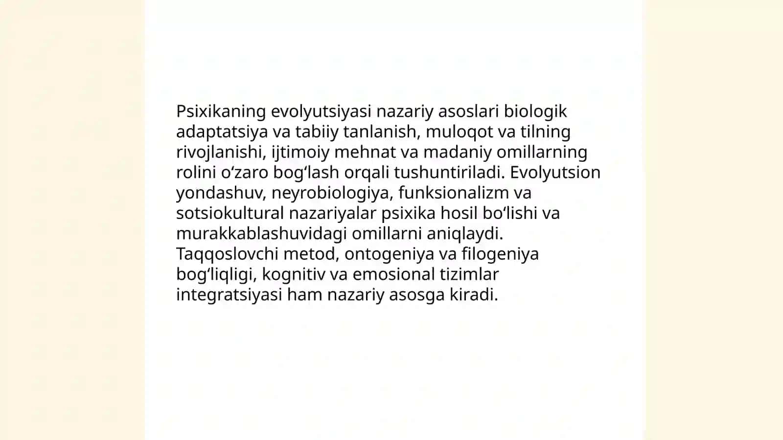 Psixikaning evalutsiyasi va vujudga kelishi 3