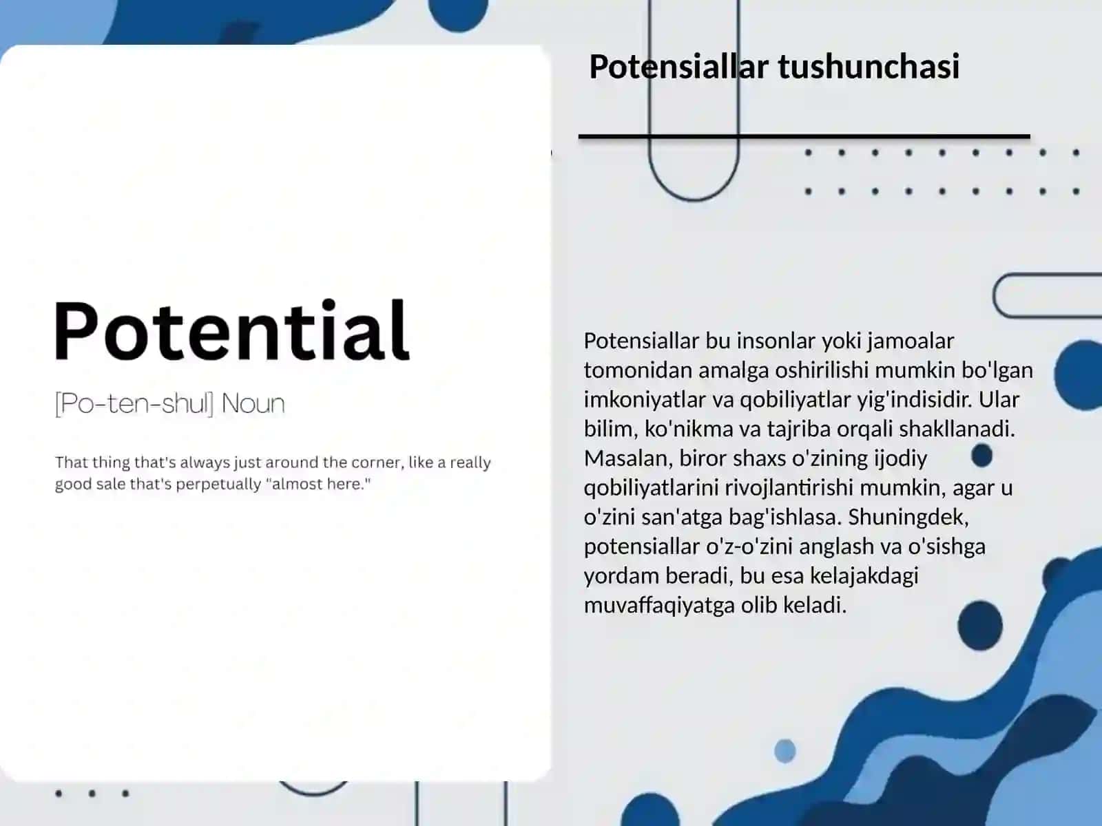 Potensiallar hosil bo'lishi 3