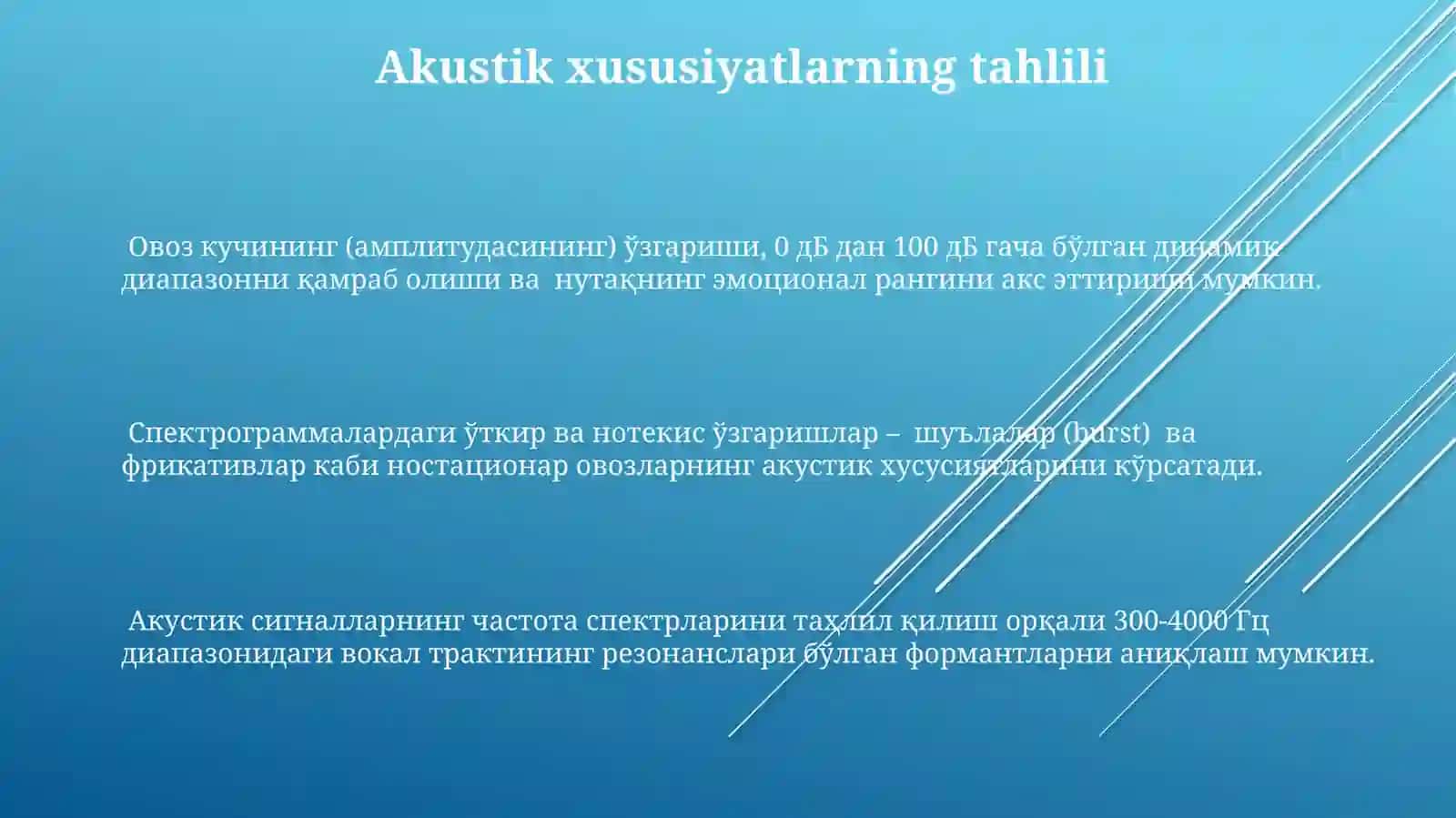 Nutq signallarining xususiyatlari: Fonetik va akustik xususiyatlarni o'rganish 3
