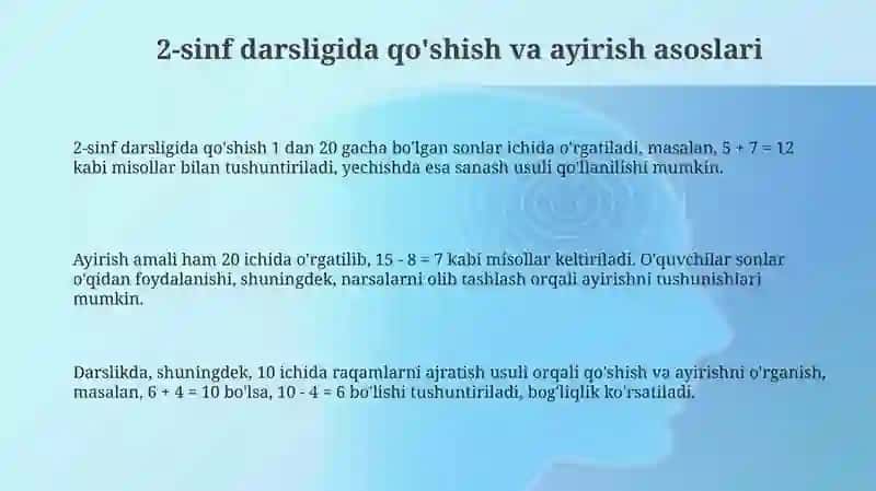 Sonlarni qoshish va ayrish 2 sinf matematika darsligi 3