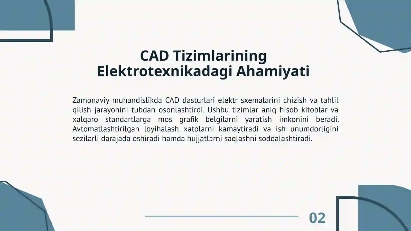 CAD Tizimlarining Elektro Texnika dagi Ahamiyati 3