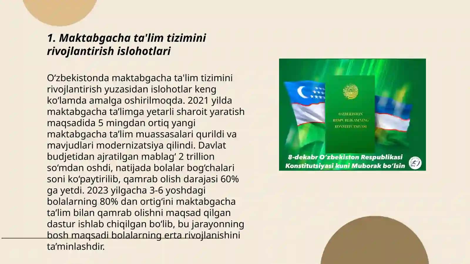 Maktabgacha ta'lim tizimini rivojlantirish islohotlari 3