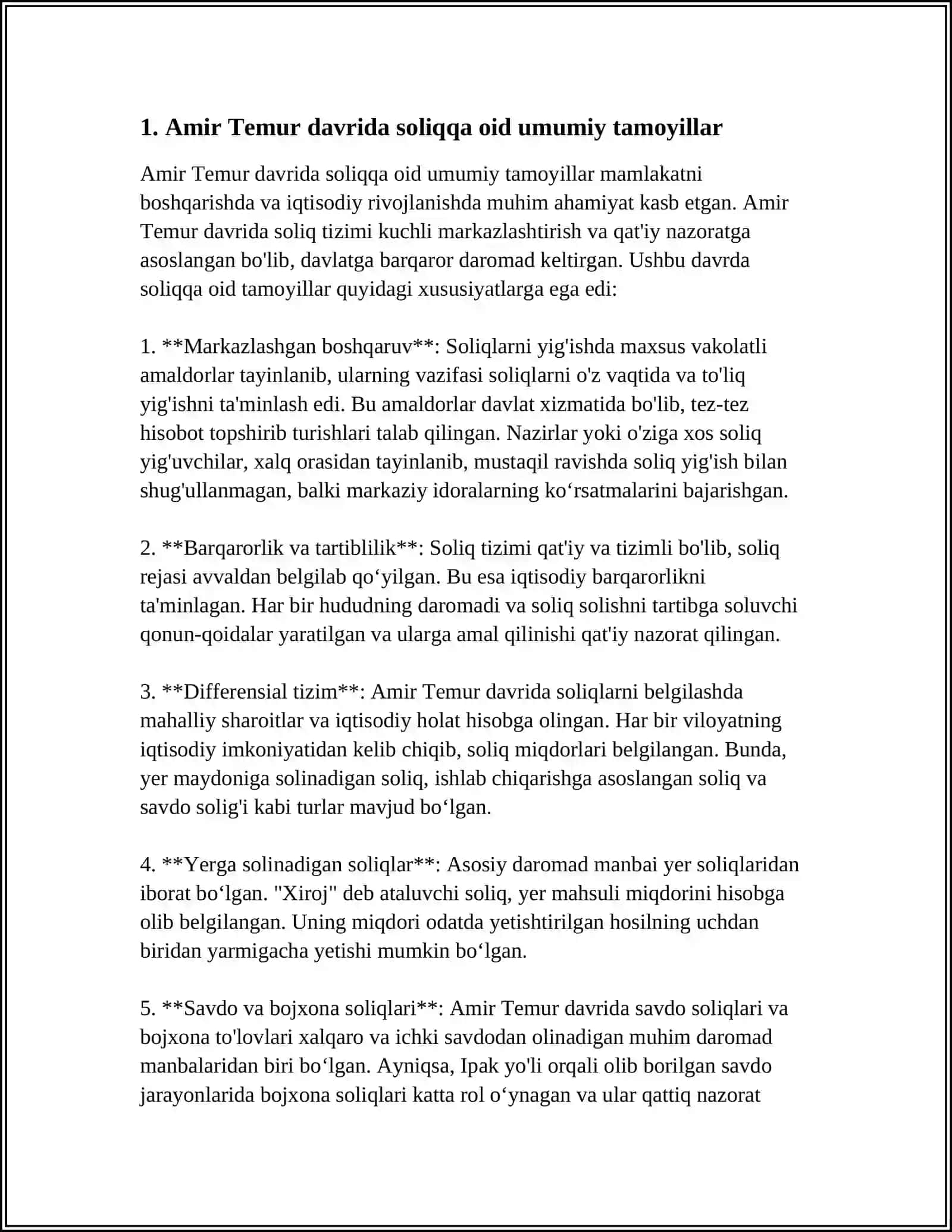 Amir Temur va Temuriylar Davrid Soliq Tizimi Hamda Uning Xususiyatlar 3