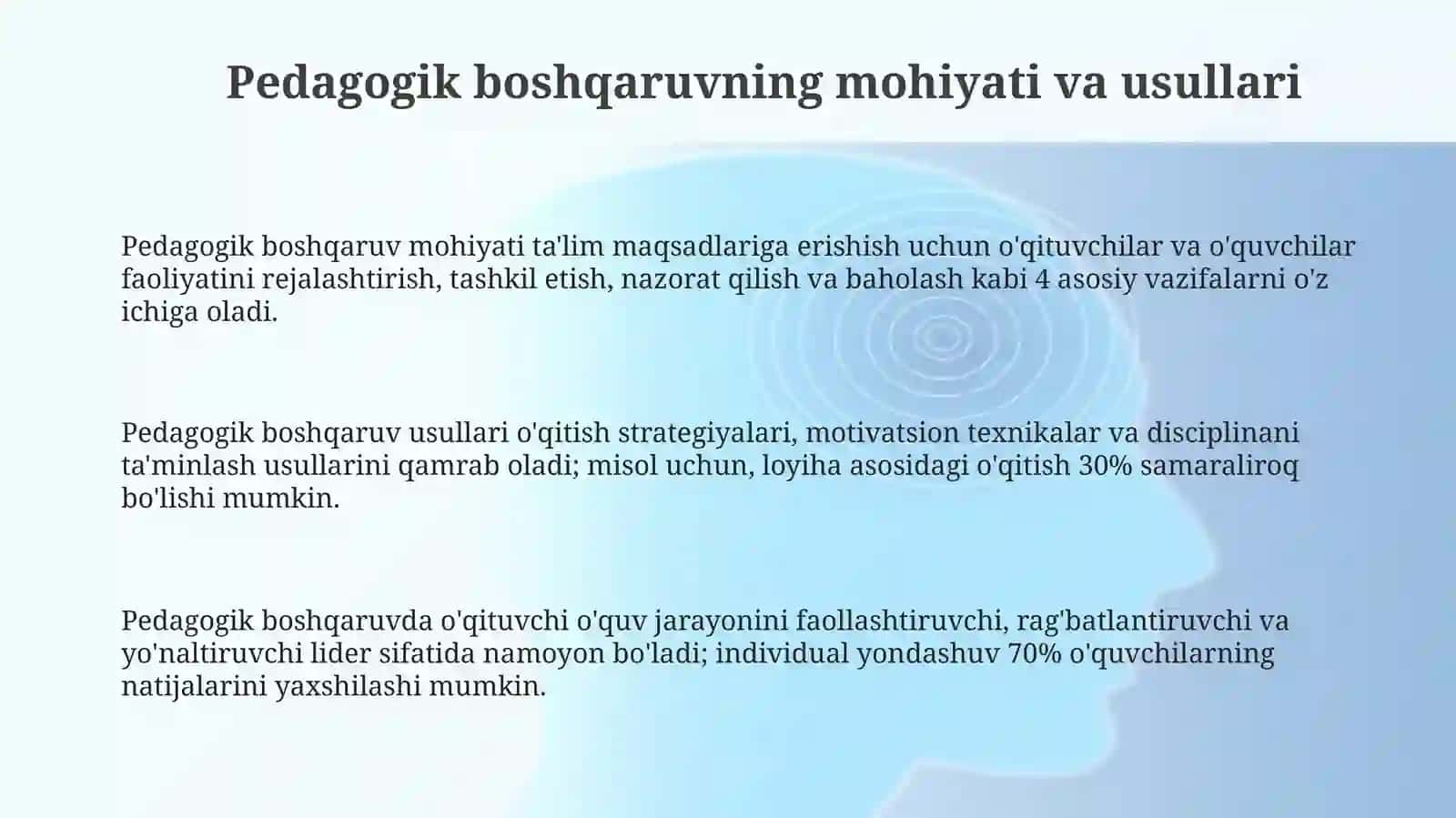 Pedagogik boshqaruvning mohiyati va usullari 3