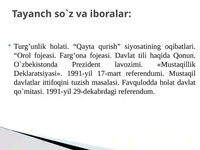 Mustaqillikka erishish arafasida O`zbekistondagi ijtimoiy-siyosiy jarayonlar 3
