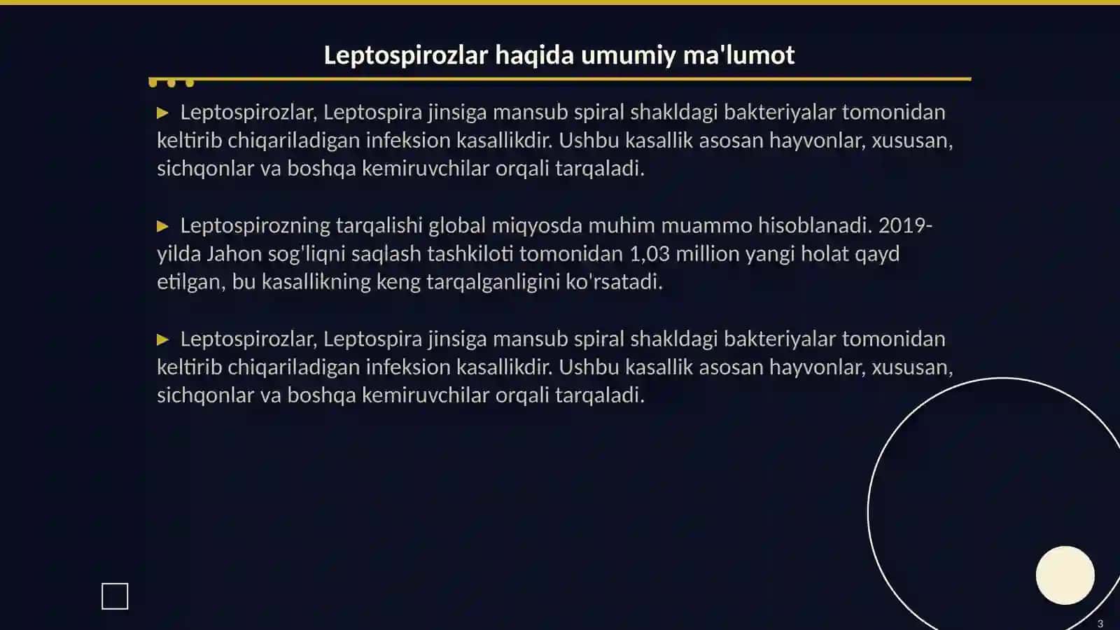 Leptospirozlar morfologiyasi, strukturasi, tarkalganligi, keltirib chikaruvchi kasalliklari, laboratoriya diagnostikasi 3