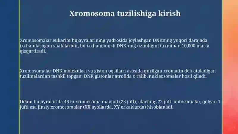 Xromosomalarning tuzilishi 3