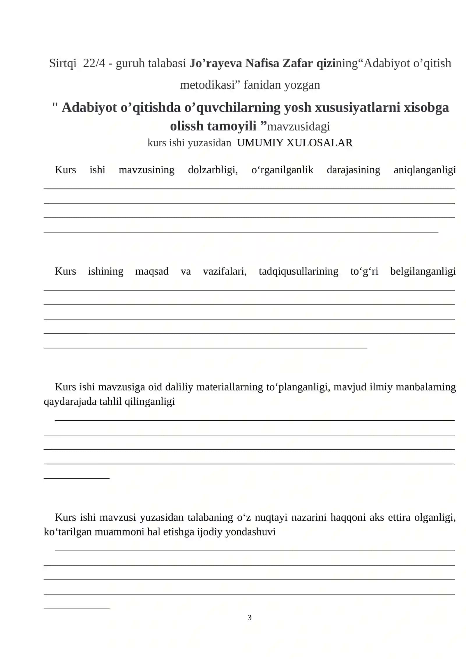 Adabiyot o’qitish metodikasi 3