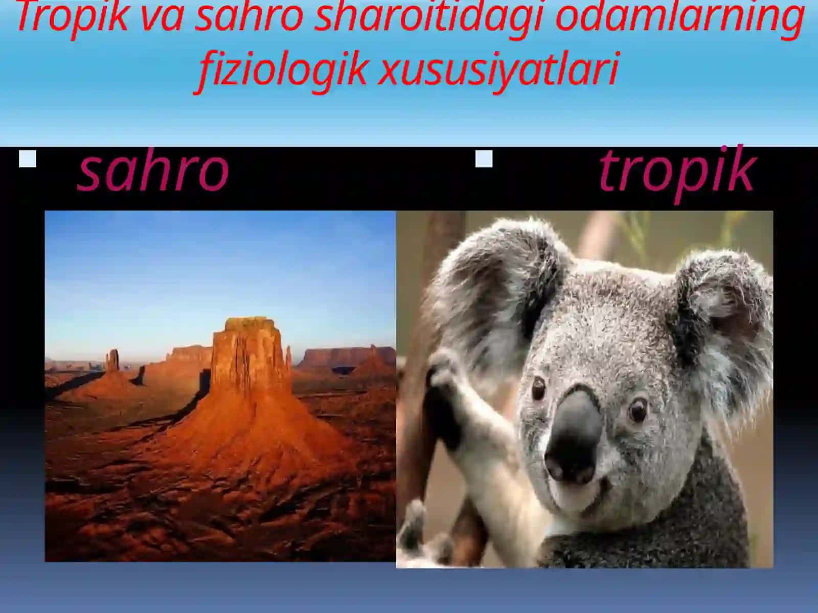 Tropik va sahro sharoitidagi odamlarning fiziologik xususiyatlari 3