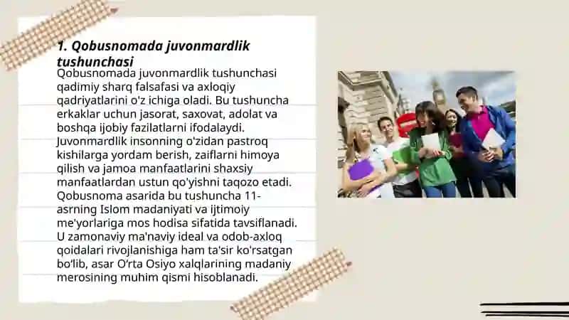 Qobusnoma asari va juvonmartlik tarbiyasi 3