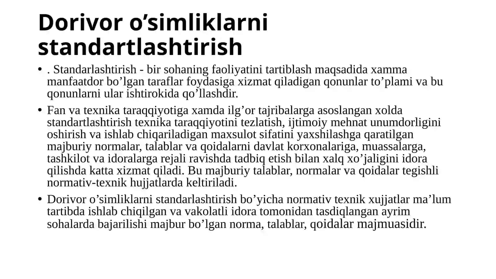 Dorivor o’simlik maxsulotlarini standartlash va meyoriy texnik hujjatlar 3